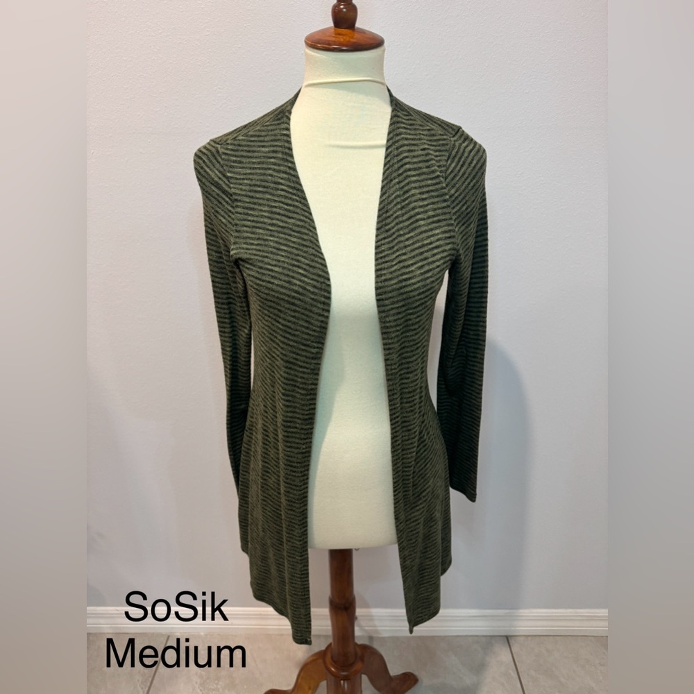 SoSik Olive Striped Cardigan